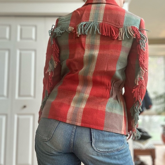 Plaid Ralph Lauren Fringe Women's Jacket - Picture 2 of 4